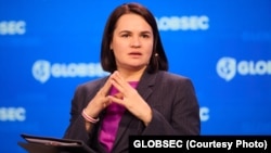 Сьвятлана Ціханоўская на канфэрэнцыі GLOBSEC у Празе