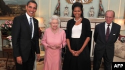 Prince Philip, the Duke of Edinburgh (far right), joined Queen Elizabeth in welcoming U.S. President Barack Obama and First Lady Michelle Obama to Buckingham Palace in London in April, 2009.