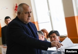 Borisov casts his vote during the parliamentary election in Sofia on April 2.