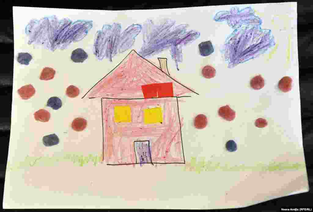 Лишь некоторые нарисовали то, через что им пришлось пройти, говорит психолог. Рисунок пятилетнего Ахмеда из Сирии.