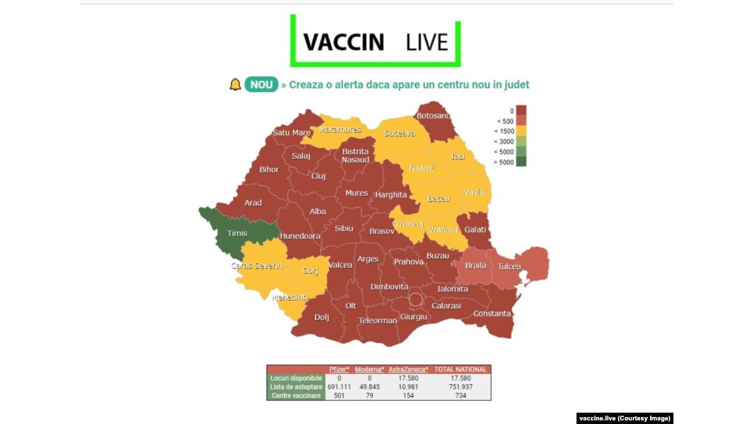 Potrivit platformei vaccin.live, cele mai multe locuri libere sunt la Timiș.