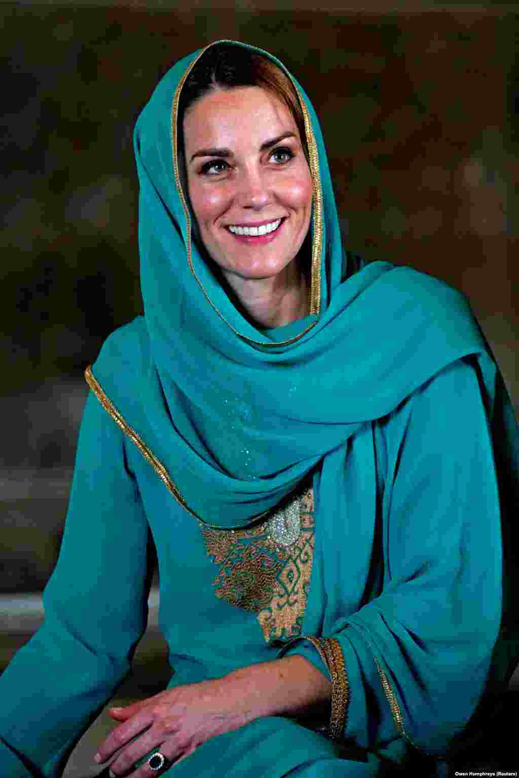 The duchess inside the mosque. After Kate and William left the historic site, a Pakistani official told them "If there&rsquo;s one word to describe your visit it is &lsquo;joy.&rsquo; You have radiated joy wherever you have been.&rdquo;