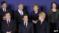 Portuguese Prime Minister Jose Socrates (top row, second from left), pictured here with European leaders in 2010