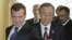 President-elect Medvedev (left) with UN Secretary-General Ban at the Kremlin on April 9
