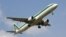 An Alitalia airplane pictured during takeoff.