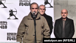 Armenia - Zhirayr Sefilian speaks during a rally in Yerevan, February 26, 2021