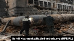 Kyiv's Darnytsia Thermal Power Station after a Russian attack in February.