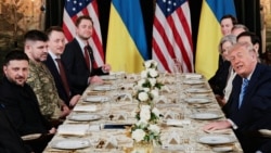 Делегациите на САЩ и Украйна по време на обяда в Мар-а-Лаго, Флорида