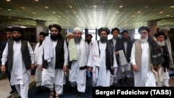 FILE: Taliban attend a meeting in Moscow in May. 