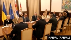 Predsednik Srbije Aleksandar Vučić i potpredsednik Vlade Ukrajine Taras Kačka sastali su se u Beogradu 21. maja.