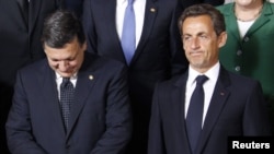 European Commission President Jose Manuel Barroso (left) and French President Nicolas Sarkozy reportedly engaged in a "fierce exchange" at the summit in Brussels.