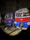 Locomotives in Poltava, central Ukraine, pictured on October 7 after an overnight Russian strike on a railway depot.<br><br>The Russian attack is the latest in a series targeting Ukraine’s railway infrastructure.