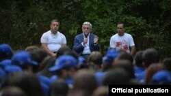 Armenia - President Serzh Sarkisian addresses participants of a pro-government youth camp in Tsaghkadzor, 26Aug2017. 