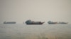 Vessels at the Strait of Hormuz, as seen from Musandam, Oman on September 23.