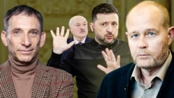 Віталь Портнікаў, Аляксандар Лукашэнка, Уладзімір Зяленскі, Юры Дракахруст, каляж 