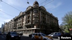 Latvia -- A general view of the former Soviet Committee for State Security (KGB) headquarters, popularly known as Corner House, in Riga, April 29, 2014