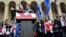 Georgian President Mikheil Saakashvili addresses the crowd at a rally of United National Movement party supporters in Tbilisi on April 19.