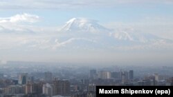 Armenia - A view of the center of Yerevan and Mount Ararat, February 17, 2013. 