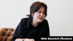 Regizoarea afgană Sahraa Karimi la Kiev, Ucraina, 18 august 2021.