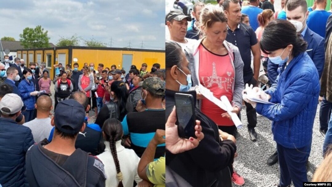 Violeta Alexandru, în discuții cu sezonierii români de la ferma Bornheim din Germania