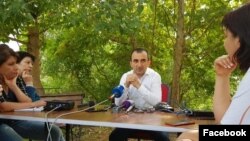 Armenia -- Meghri Mayor Mkhitar Zakarian speaks with journalists, September 21, 2019.