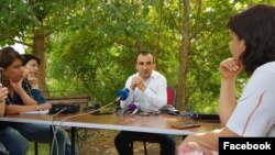 Armenia -- Meghri Mayor Mkhitar Zakarian speaks with journalists, September 21, 2019.