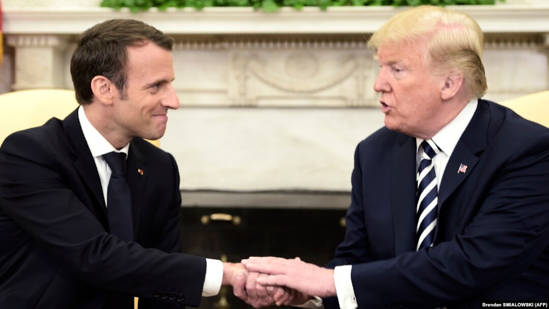 Эммануэл Макрон жана Дональд Трамп. Вашингтон, 24-апрель 2018.
