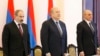 Armenia -- Armenian President Armen Sarkissian (C) and Prime Minister Nikol Pashinian (L) and Karabakh President Bako Sahakian attend a meeting in Yerevan, June 18, 2019.