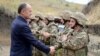 Armenia -- Defense Minister Seyran Ohanian on a visit to a military unit at the border with Azerbaijan, 19Oct,2014