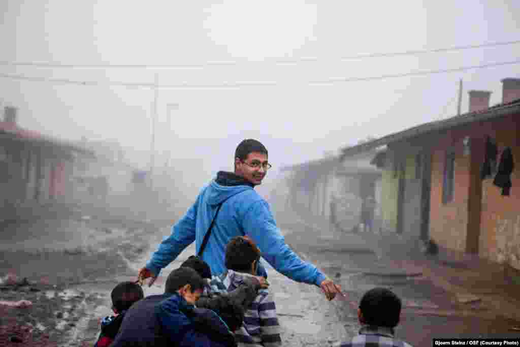 Social worker Oto Horvath visits the Roma settlement in Moldava nad Bodvou.