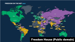 Карта из доклада Freedom on the Net — 2021