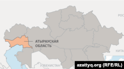 Қозоғистон харитасида Атирау вилояти