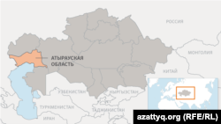 Атырауская область на карте Казахстана.