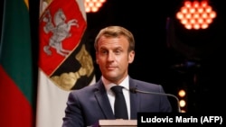 Լիտվա - Ֆրանսիայի նախագահ Էմանյուել Մակրոնը ելույթ է ունենում Վիլնյուսի համալսարանում, 29-ը սեպտեմբերի, 2020թ.