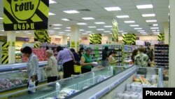 Armenia -- Shoppers in a food supermarket in Yerevan.