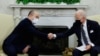U.S. President Joe Biden (right) shakes hands with Naftali Bennett, Israel's prime minister at the time, at the White House in August 2021. 