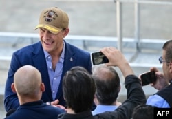 US Defense Secretary Pete Hegseth speaks to reporters following his visit to the US Navy guided-missile destroyer USS Gridley in Panama City on August 13.