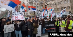 Foto: Tubimi i studentëve para Fakultetit Juridik në Beograd, 14 janar 2025.