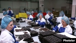 Armenia -- Workers at a candy factory in Yerevan.