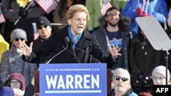 US Senator Elizabeth Warren speaks during her presidential candidacy announcement event at the Everett Mills in Lawrence, MA on February 9, 2019. 