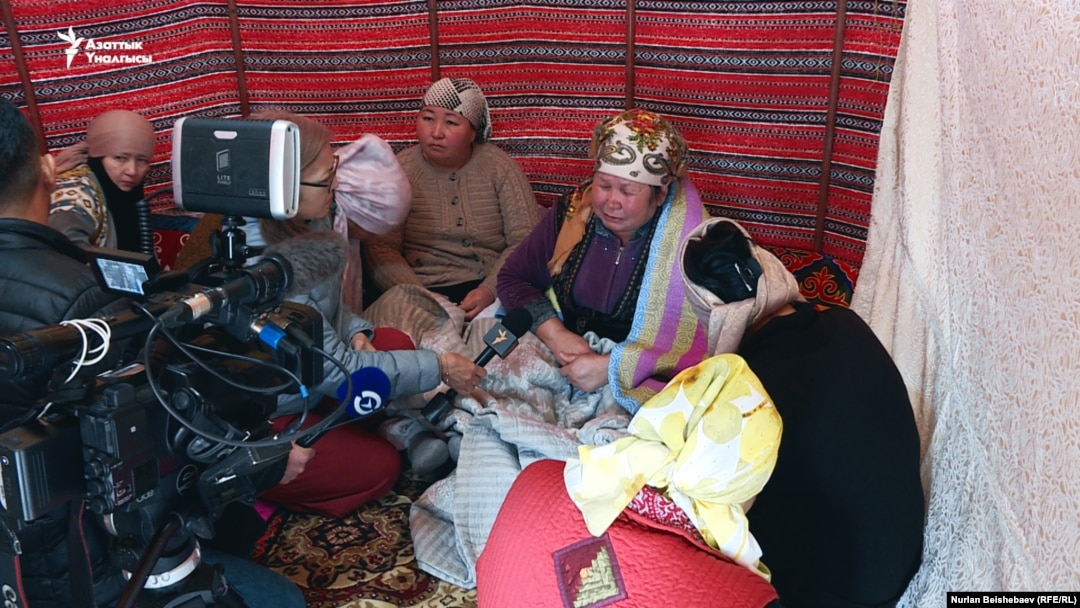 Rahima's mother, Salkynai Kurmanova, mourns her daughter.