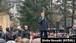 Gradonačelnik Banjaluke Draško Stanivuković na protestima ispred Narodne skupštine RS, 11. decembar 2024.