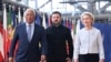 Президенти Євроради Антоніу Кошта і Єврокомісії Урсула фон дер Ляєн і президент України Володимир Зеленський на саміті ЄС (Європейська Рада), 18 червня 2026 року