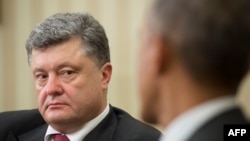 Președinții Petro Poroșenko și Barack Obama la întîlnirea lor de la Washington în septembrie 2014