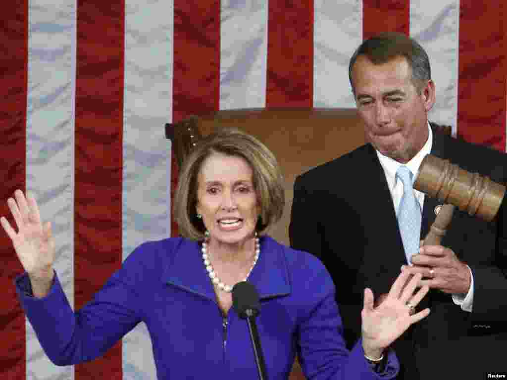 SAD - Republikanski čelnik John Boehner izabran je za predsjednika Predstavničkog doma američkog Kongresa. On je dobio potporu svih republikanskih kongresnika, porazivši dosadašnju predsjednicu doma Nancy Pelosi sa 241 prema 173 glasa, Washington, 05.01.2011. Foto: Reuters / Jim Young
