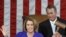 U.S. -- Outgoing House Speaker Nancy Pelosi yields the podium to incoming House Speaker John Boehner as he wields the speaker's gavel for the first time after being elected Speaker, Washington, DC, 05Jan2011