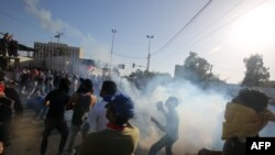 Iraqi security forces tear-gassed protesters after they broke into Baghdad's fortified "Green Zone" on May 20, 2016. 