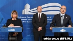 Predsednica Vlade AP Vojvodine Maja Gojković i premijer Srbije Miloš Vučević (desno), 23.10.24. 