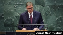 Predsednik Srbije Aleksandar Vučić u sedištu UN u Njujorku, SAD, 24. septembra 2025.