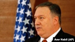 U.S. Secretary of State Mike Pompeo, gives a speech at the American University in Cairo, Egypt, Thursday, Jan. 10, 2019.